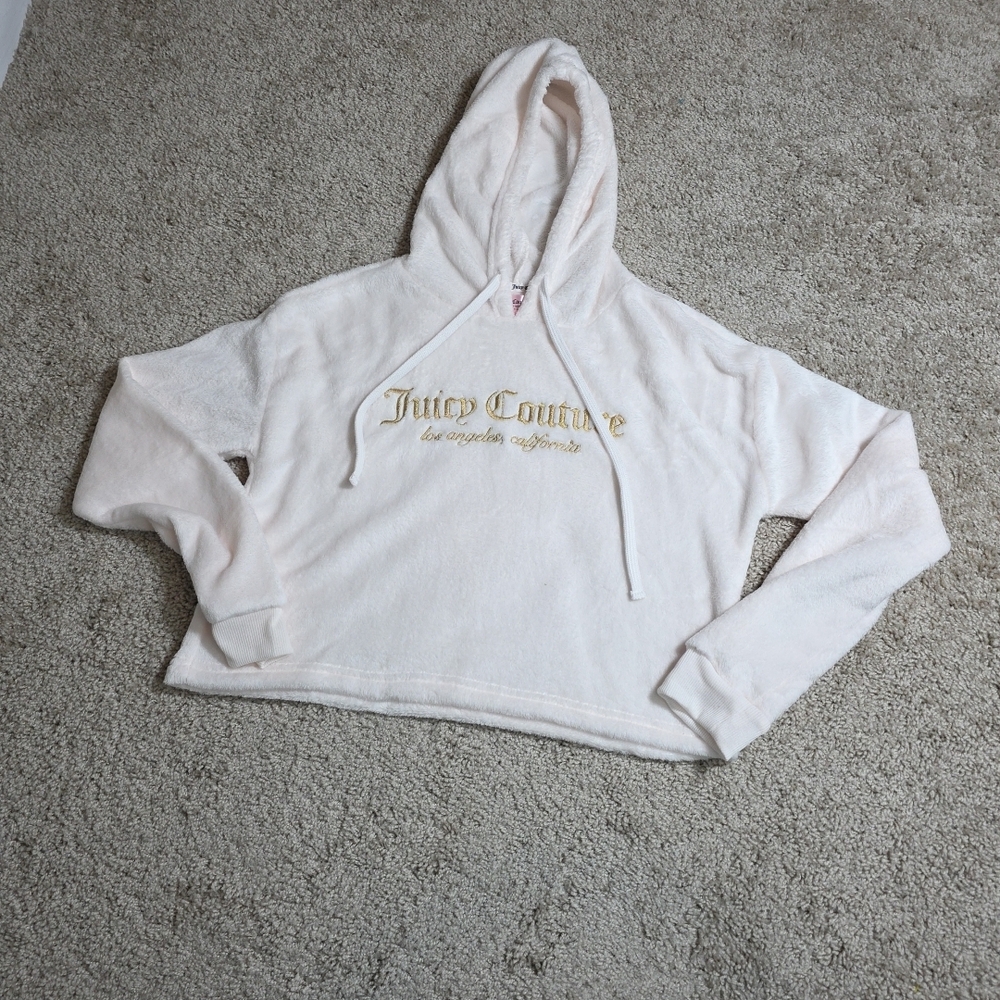 Juicy Couture Hoodie Womens Medium Fleece Cropped Sleepwear